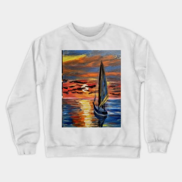 sailing at sunset . Crewneck Sweatshirt by kkartwork